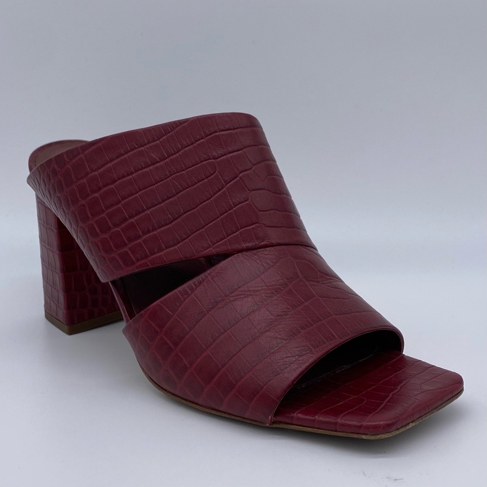 Vince Nelda Cutout Croc Leather Mules in Chianti - Picture 2 of 11